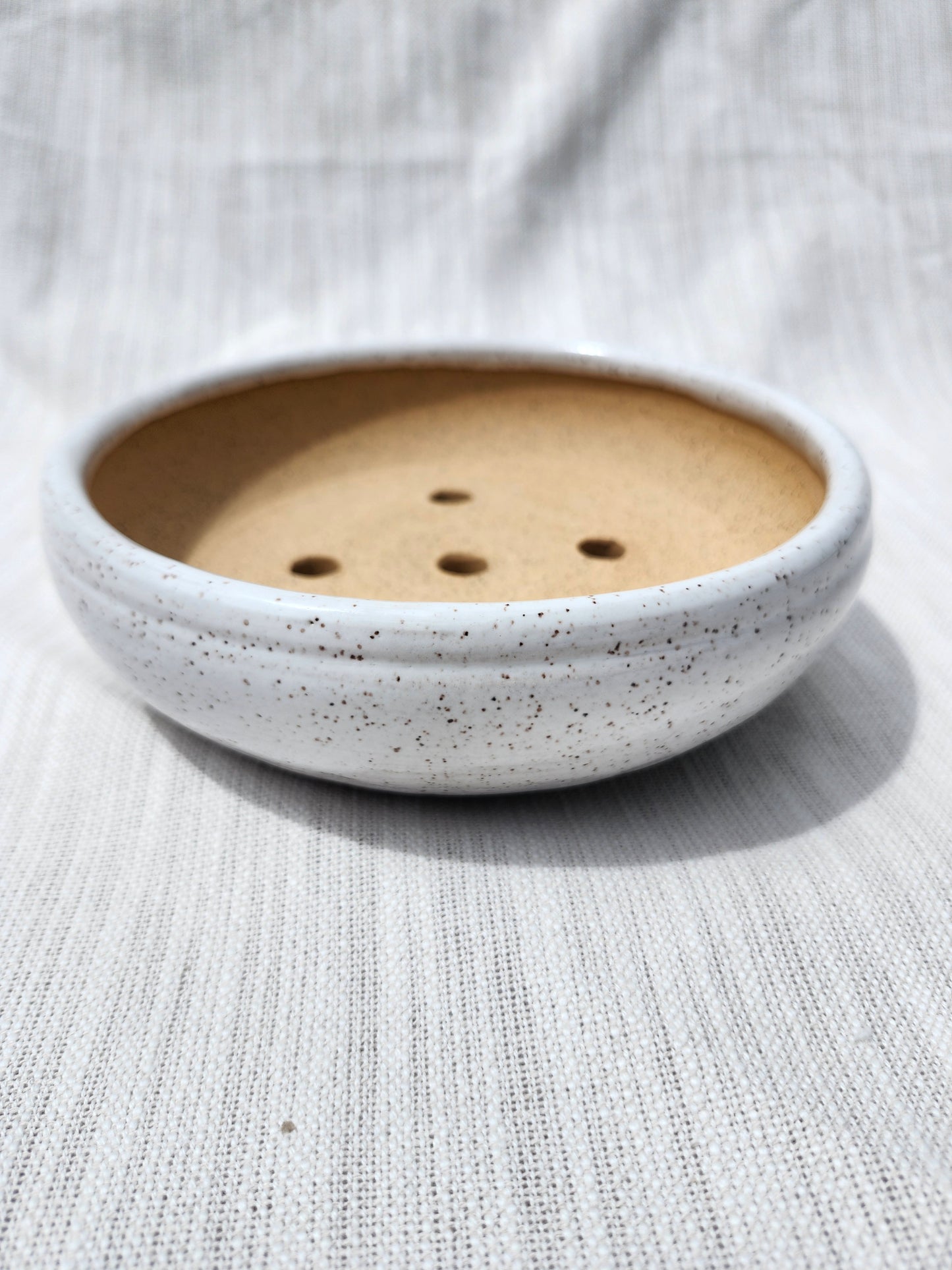 White Speckled Bonsai Pot