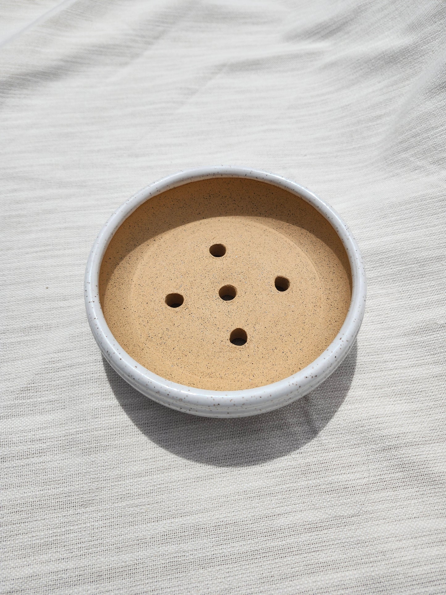 White Speckled Bonsai Pot