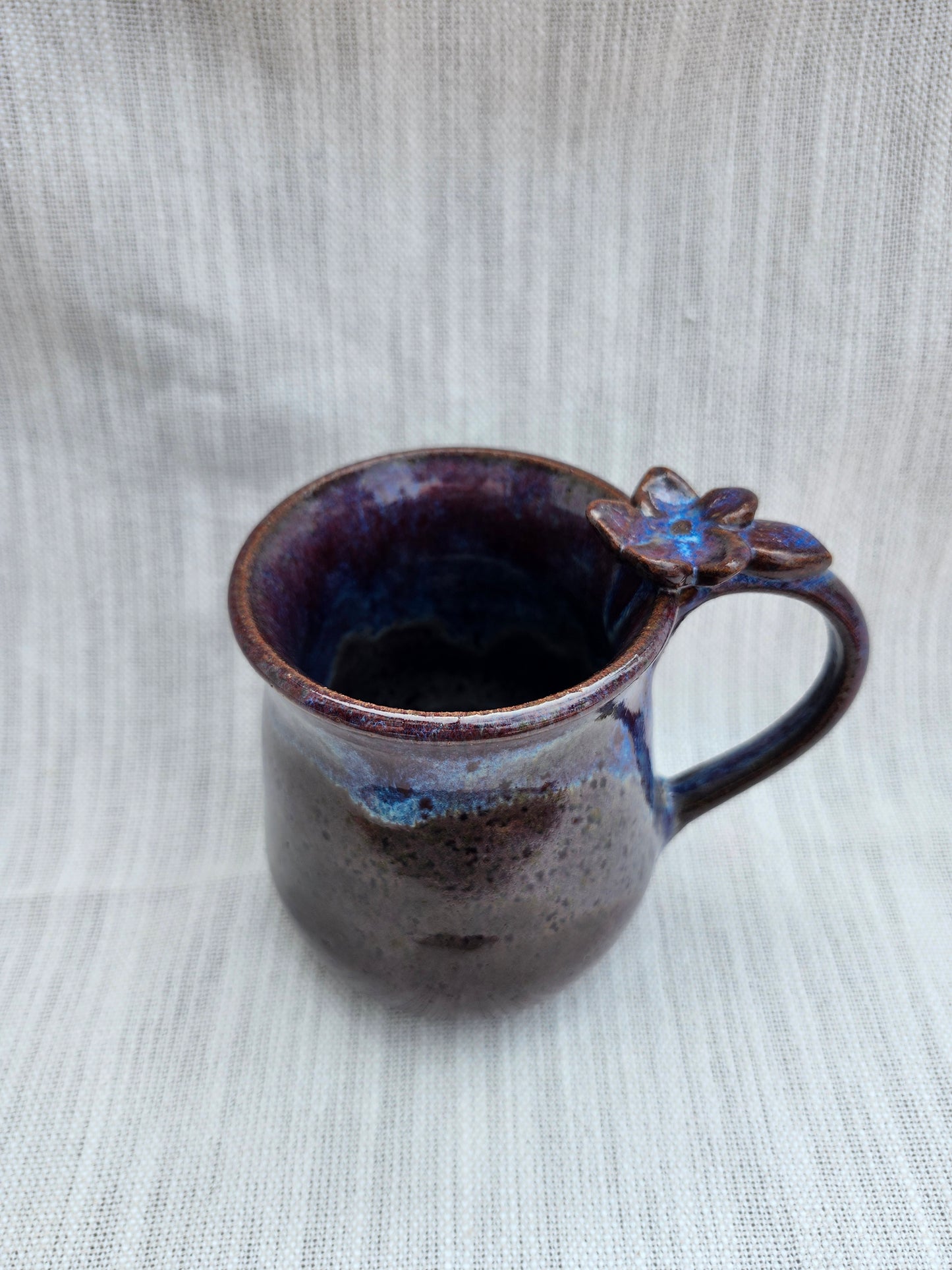 Ceramic Mug with Flower Handle
