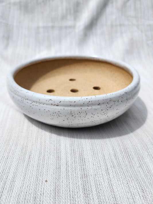 White Speckled Bonsai Pot