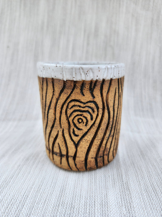 Craved tree mug with heart