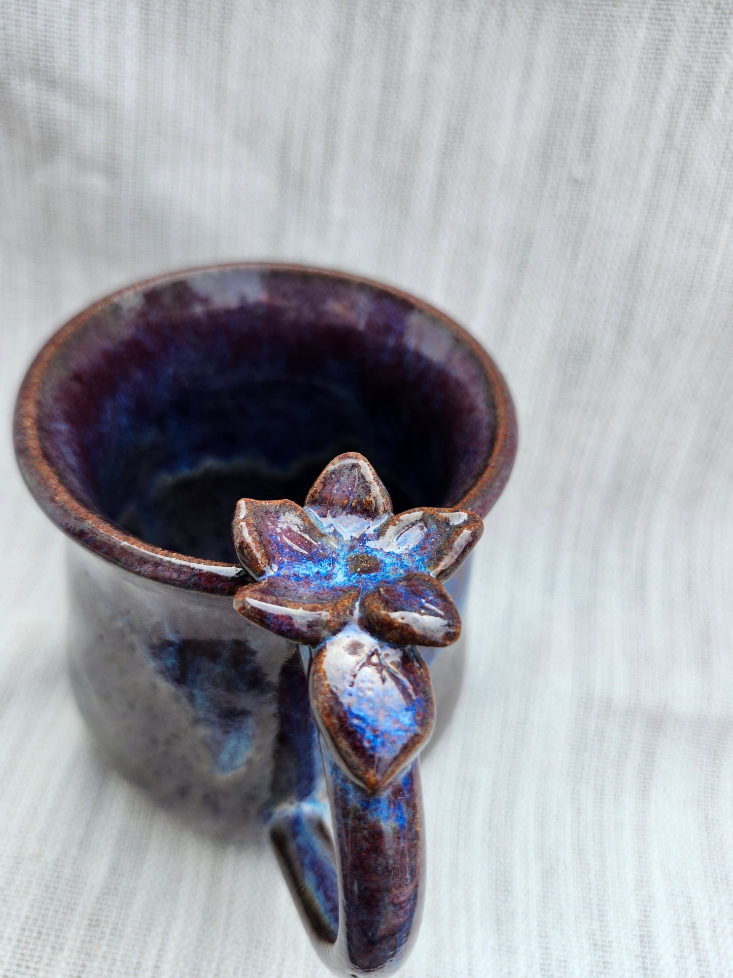 Ceramic Mug with Flower Handle